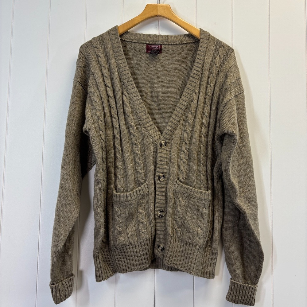 Vintage Cambridge Classics Grandacore Cable Knit Cardigan Mens Size M Academia